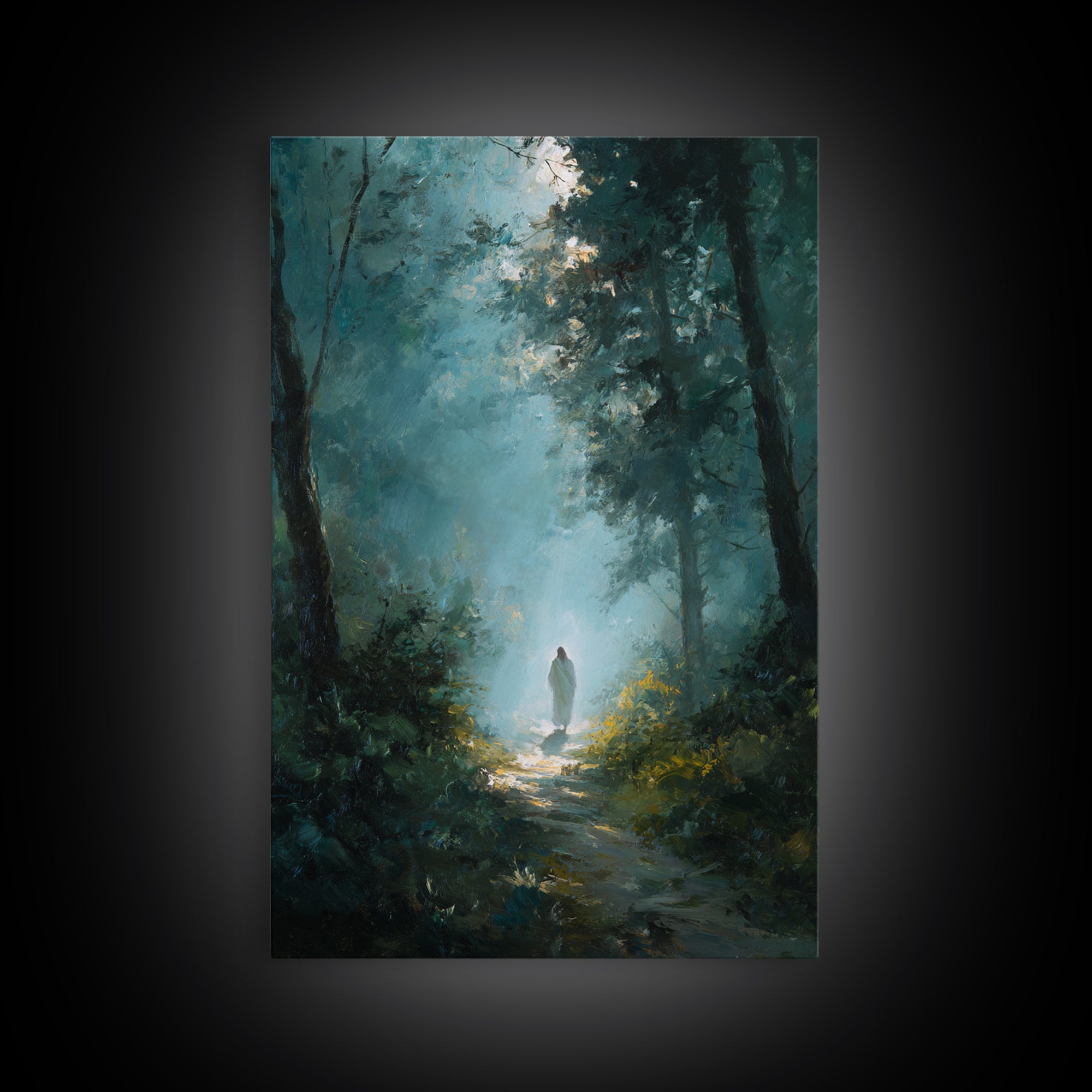 Path Of Light – Framed Canvas Print – Christian Wall Art – Jesus Painting – Christian Art Canvas – Moody Christian Art – Large Christian Pa