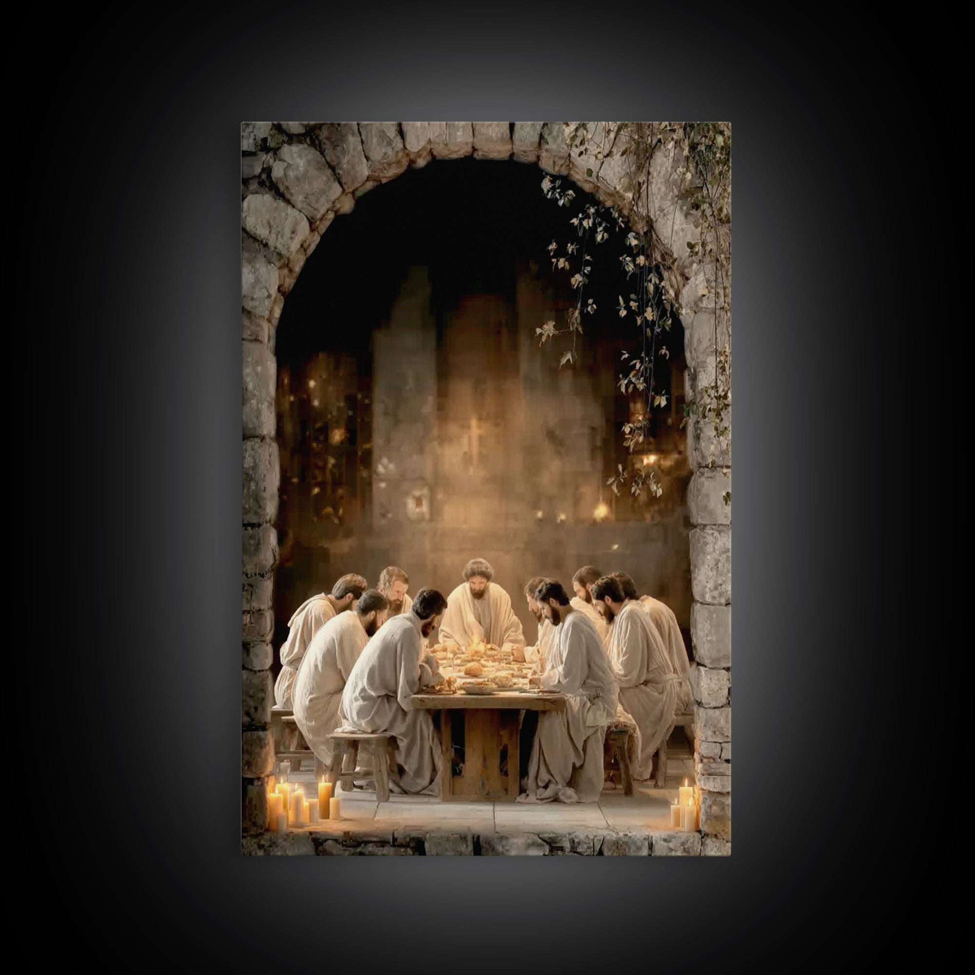 Sacred Table – Framed Canvas Print – Christian Art Canvas – Christian Wall Art – Jesus Painting – Christian Christmas Art – Vintage Christi