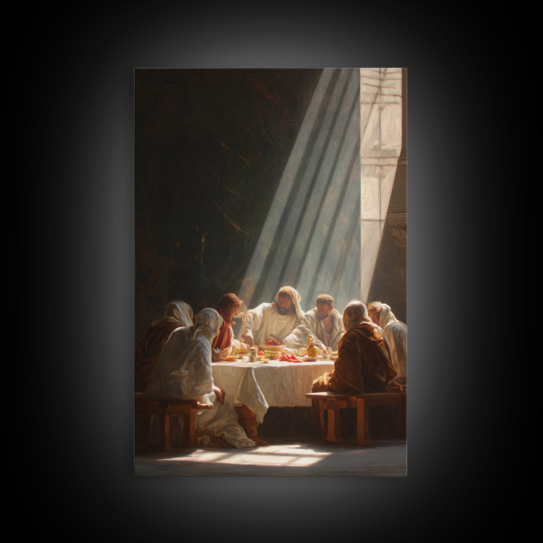Light Of Communion – Framed Canvas Print – Christian Wall Art – Jesus Painting – Christian Art Canvas – Vintage Christian Art – Large Chris