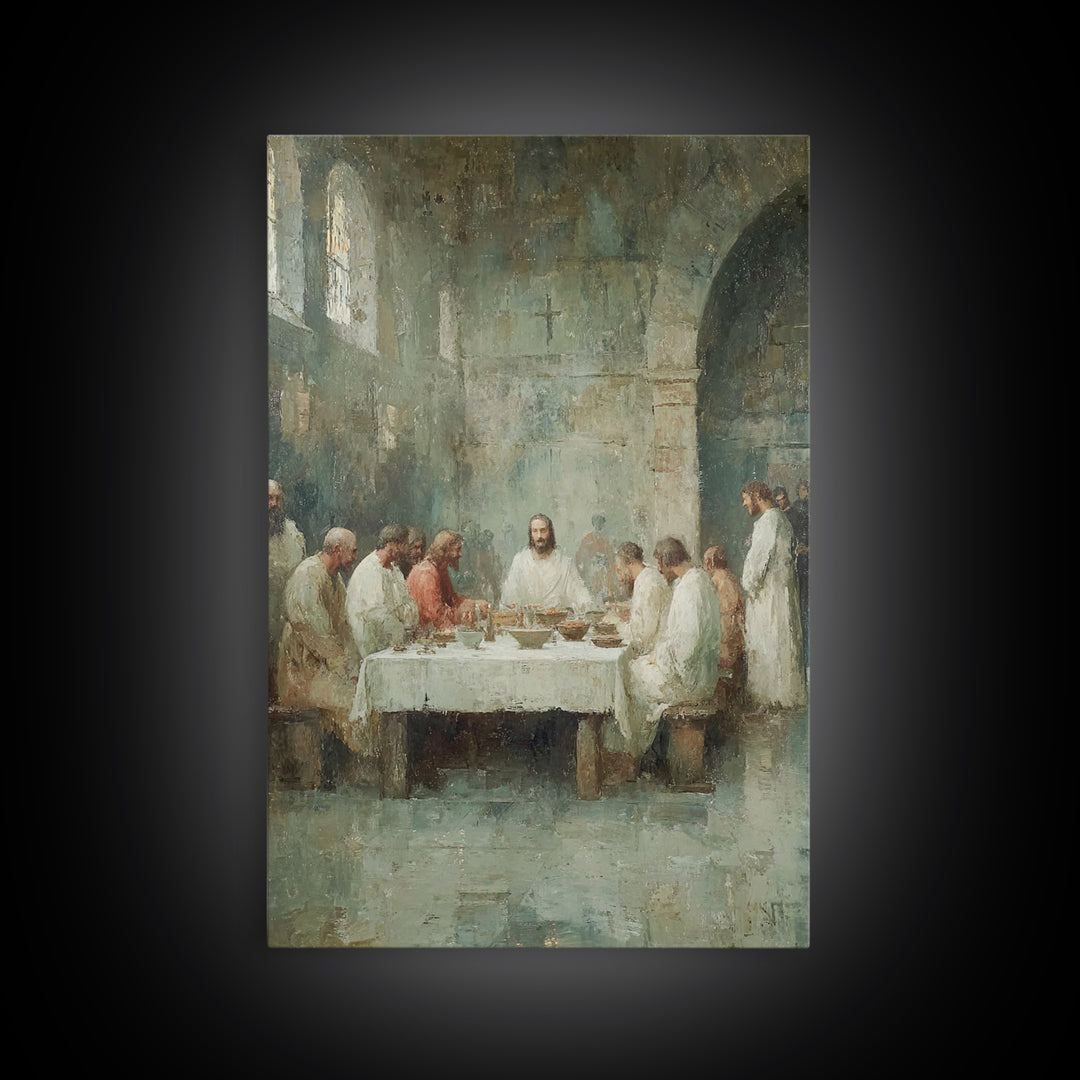 Table Of Fellowship – Framed Canvas Print – Christian Wall Art – Subtle Christian Art – Jesus Painting – Christian Art Canvas – Vintage Chr