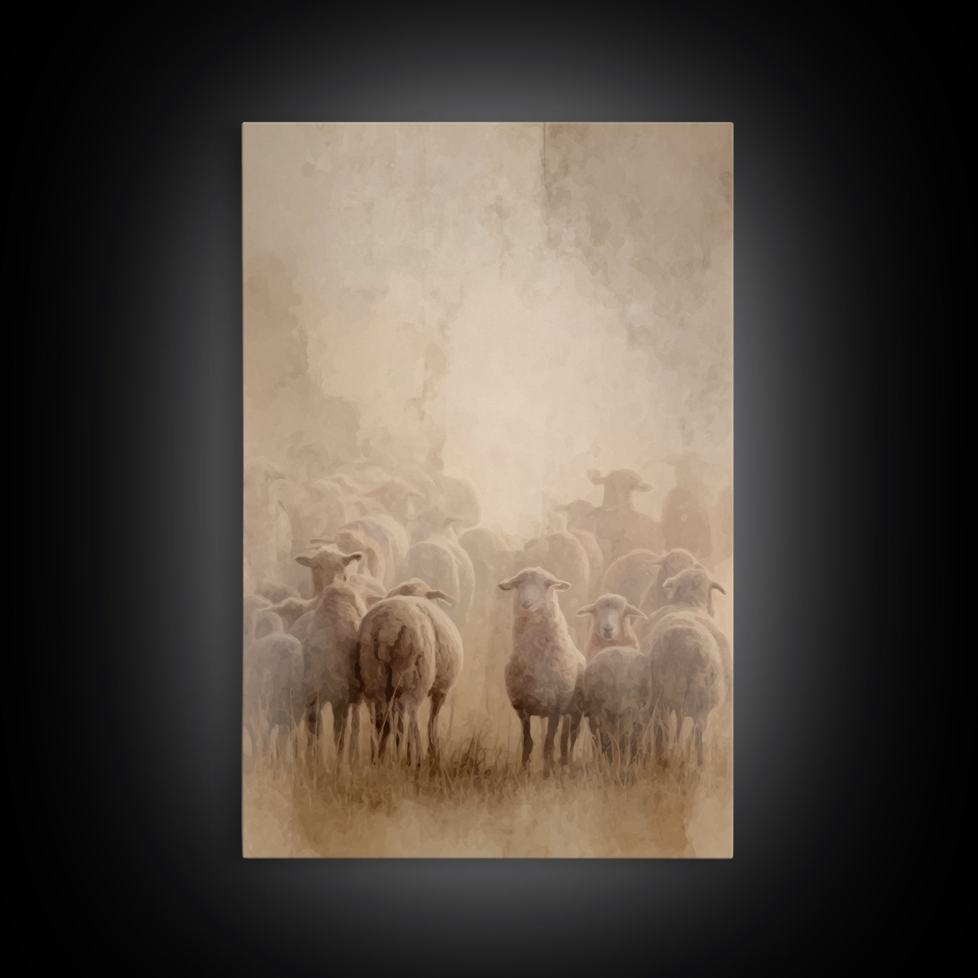 Shepherd’s Flock – Framed Canvas Print – Christian Art Canvas – Christian Wall Art – Christian Paintings – Christian Art Print – Subtle Chr