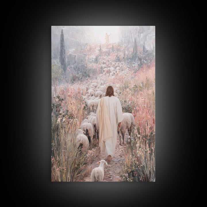 Path Of Mercy – Framed Canvas Print – Christian Wall Art – Jesus Painting – Christian Art Canvas – Pastoral Scenery – Christian Christmas A