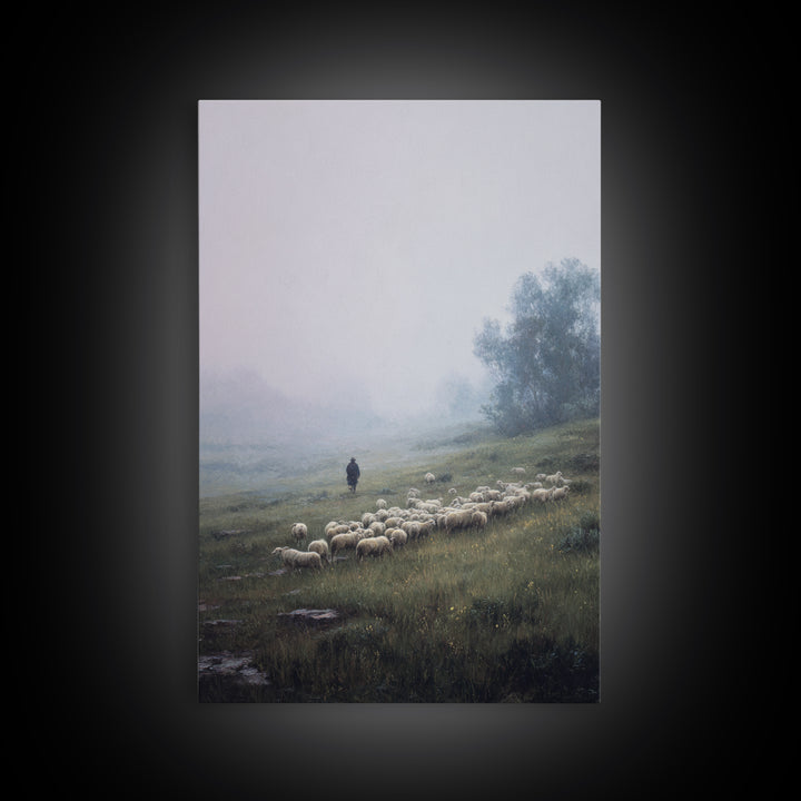 Hillside Light – Framed Canvas Print – Christian Wall Art – Jesus Painting – Modern Christian Art – Christian Decor – Christmas Art Prints