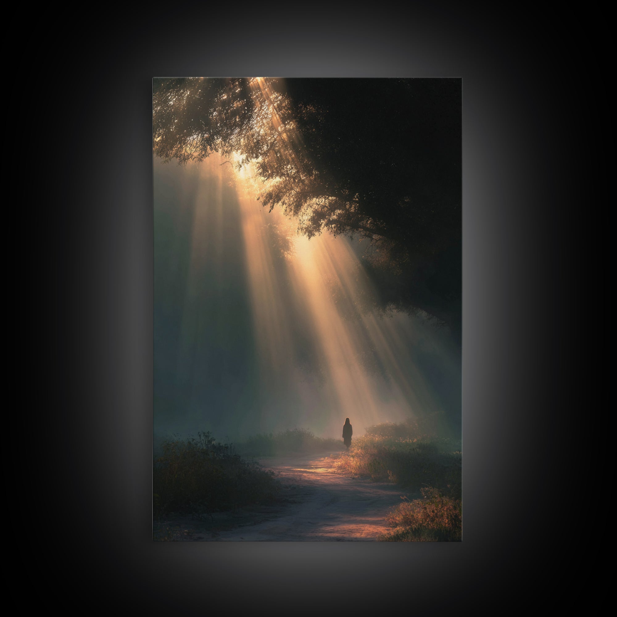 Dawn Journey – Framed Canvas Print – Christian Wall Art – Jesus Painting – Christian Art Canvas – Moody Christian Art – Christian Decor