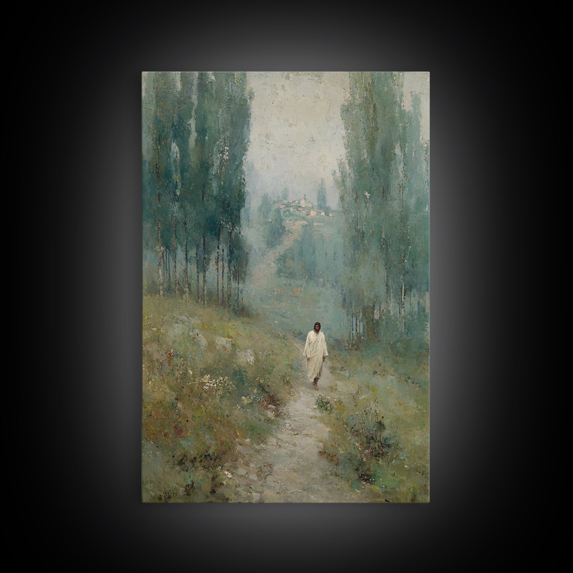 Forest Light – Framed Canvas Print – Christian Wall Art – Christian Art Canvas – Modern Christian Art – Jesus Painting – Christmas Art