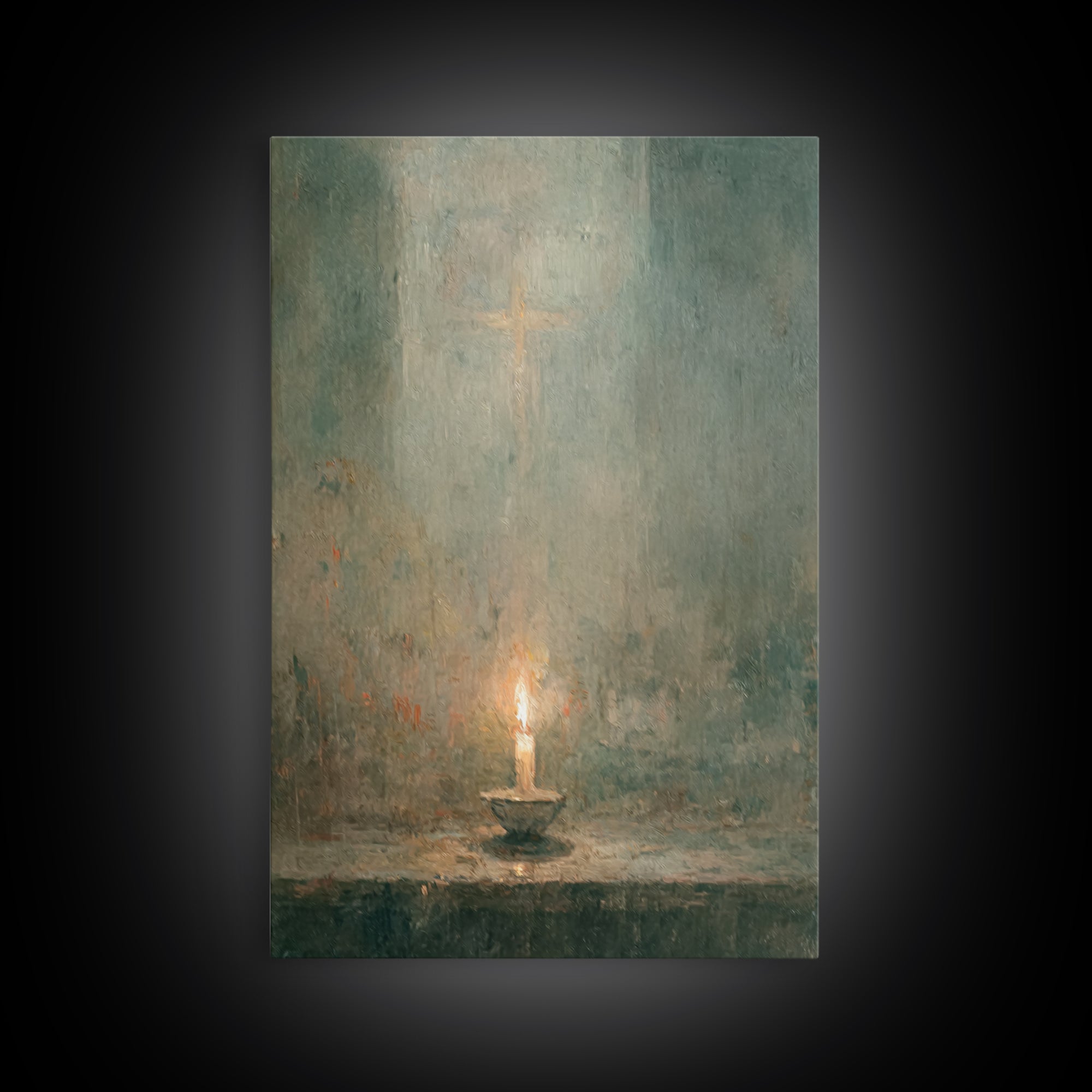 Sacred Candle Glow – Framed Canvas Print – Christian Wall Art – Christian Decor – Christian Art Canvas – Minimalist Christian Art – Christi