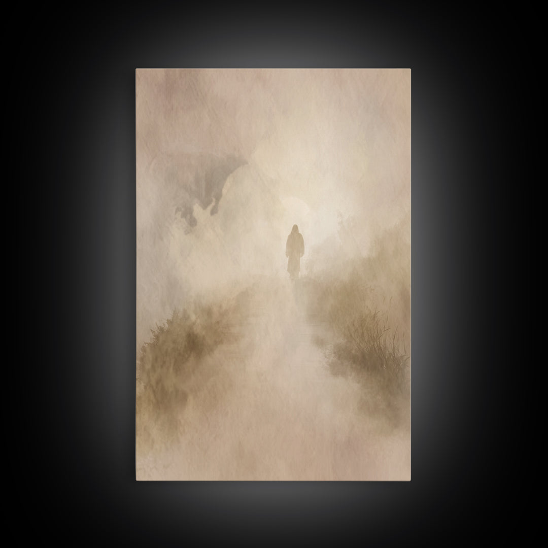 Solitude Of Grace – Framed Canvas Print – Christian Wall Art – Christian Art Canvas – Moody Christian Art – Jesus Painting – Christmas Art