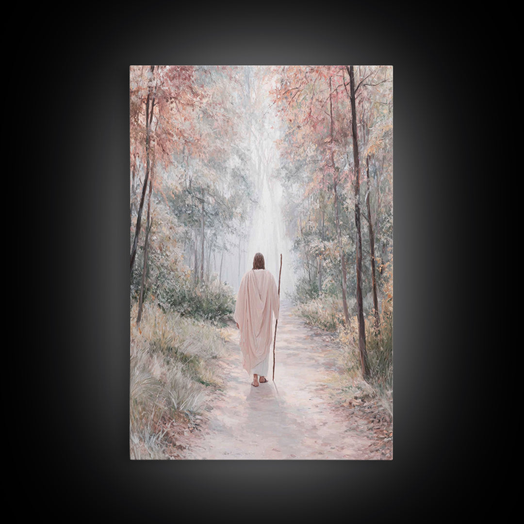 Radiant Forest Path – Framed Canvas Print – Christian Wall Art – Jesus Painting – Christian Art Canvas – Subtle Christian Art – Christmas A