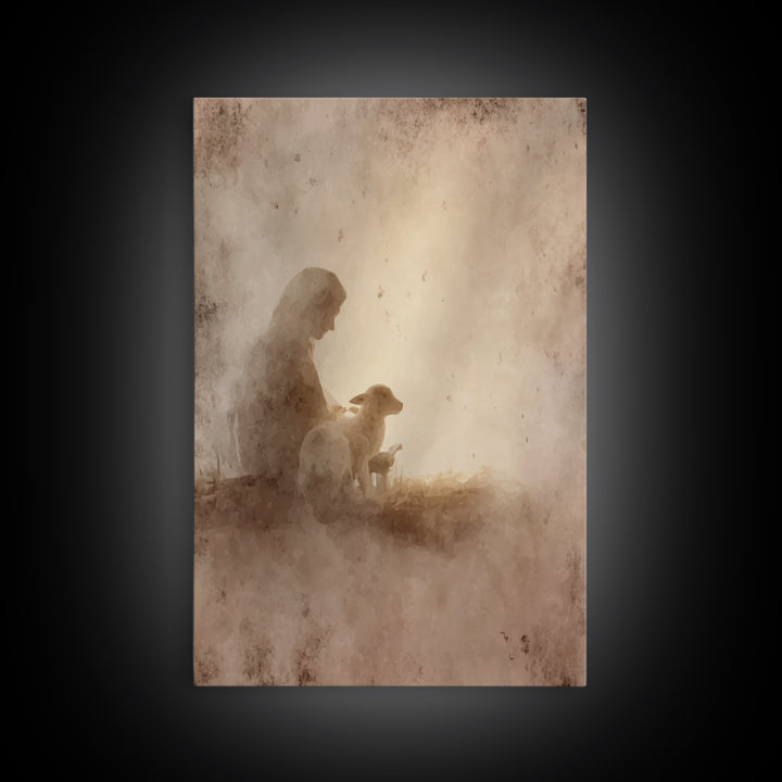 Gentle Guardian – Framed Canvas Print – Christian Art Canvas – Christian Wall Art – Christmas Art – Subtle Christian Art – Christian Decor