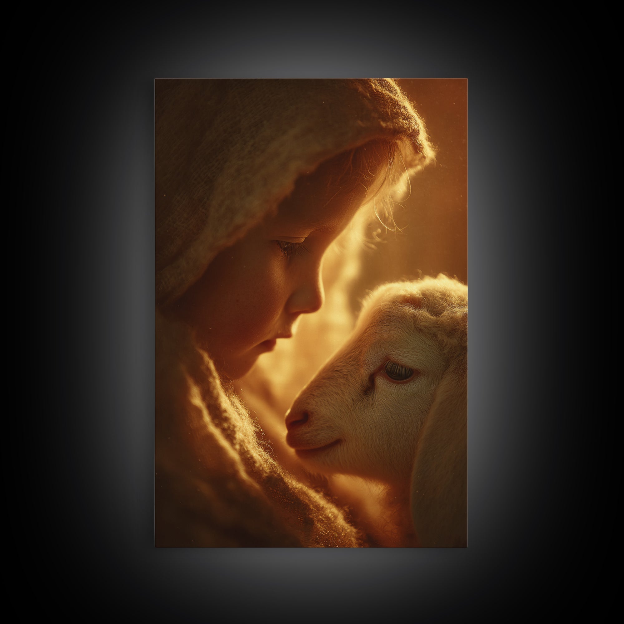 Warm Compassion – Framed Canvas Print – Christian Wall Art – Christian Art Canvas – Christian Art Print – Christmas Art – Christian Gift