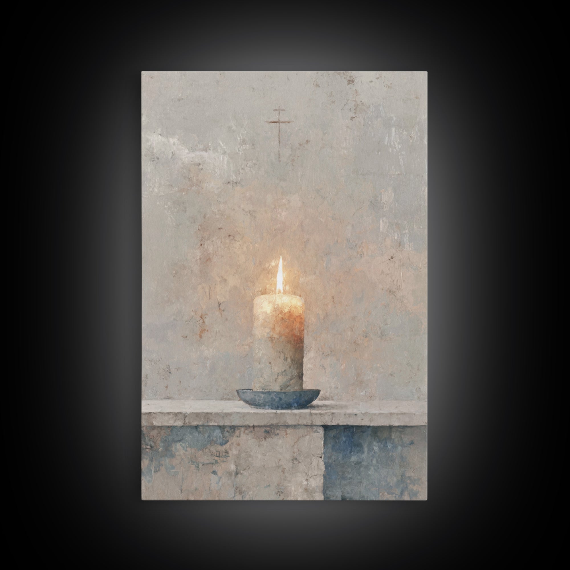Quiet Prayer Flame, Framed Canvas Print, Christian Art Print, Christian Wall Art, Christian Decoration, Christian Gift Ideas, Subtle Christ