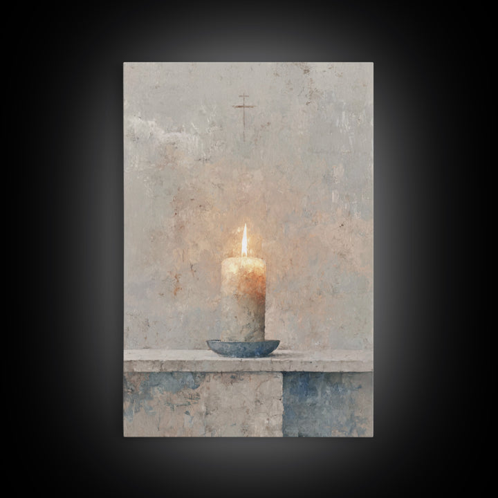 Quiet Prayer Flame, Framed Canvas Print, Christian Art Print, Christian Wall Art, Christian Decoration, Christian Gift Ideas, Subtle Christ