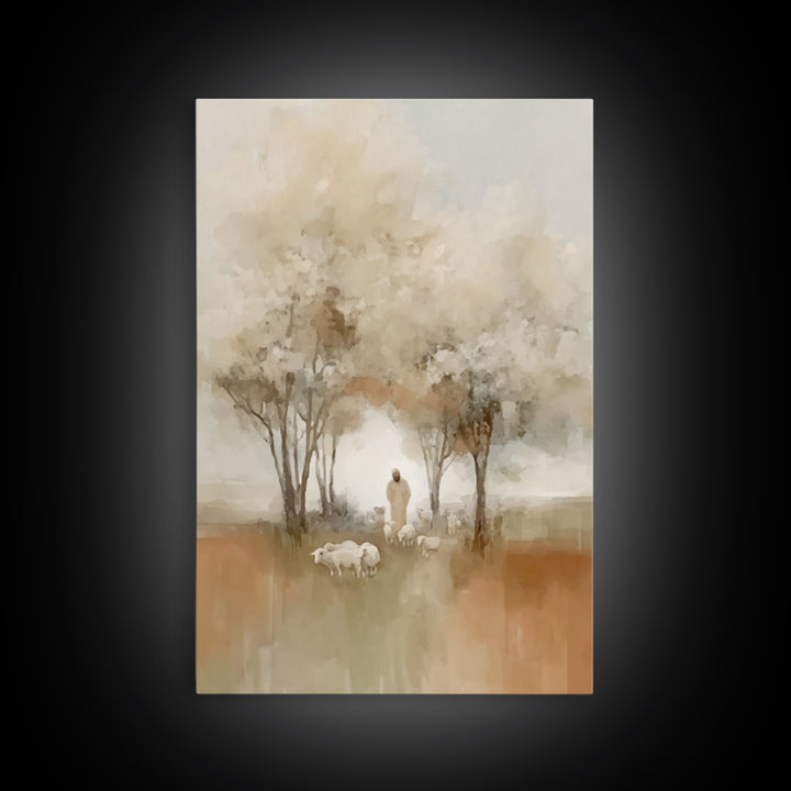 Blooming Shepherd Path | Framed Canvas Print | Christian Art Canvas | Christian Wall Art | Christian Art Gift | Jesus Painting | Subtle Chr