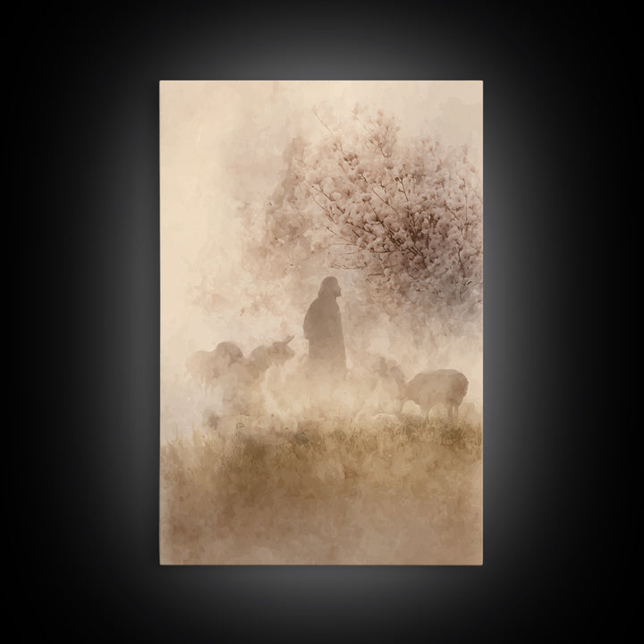 Light Of The Meadow – Framed Canvas Print – Christian Wall Art – Christian Art Canvas – Christian Gift Ideas – Jesus Painting – Christian A