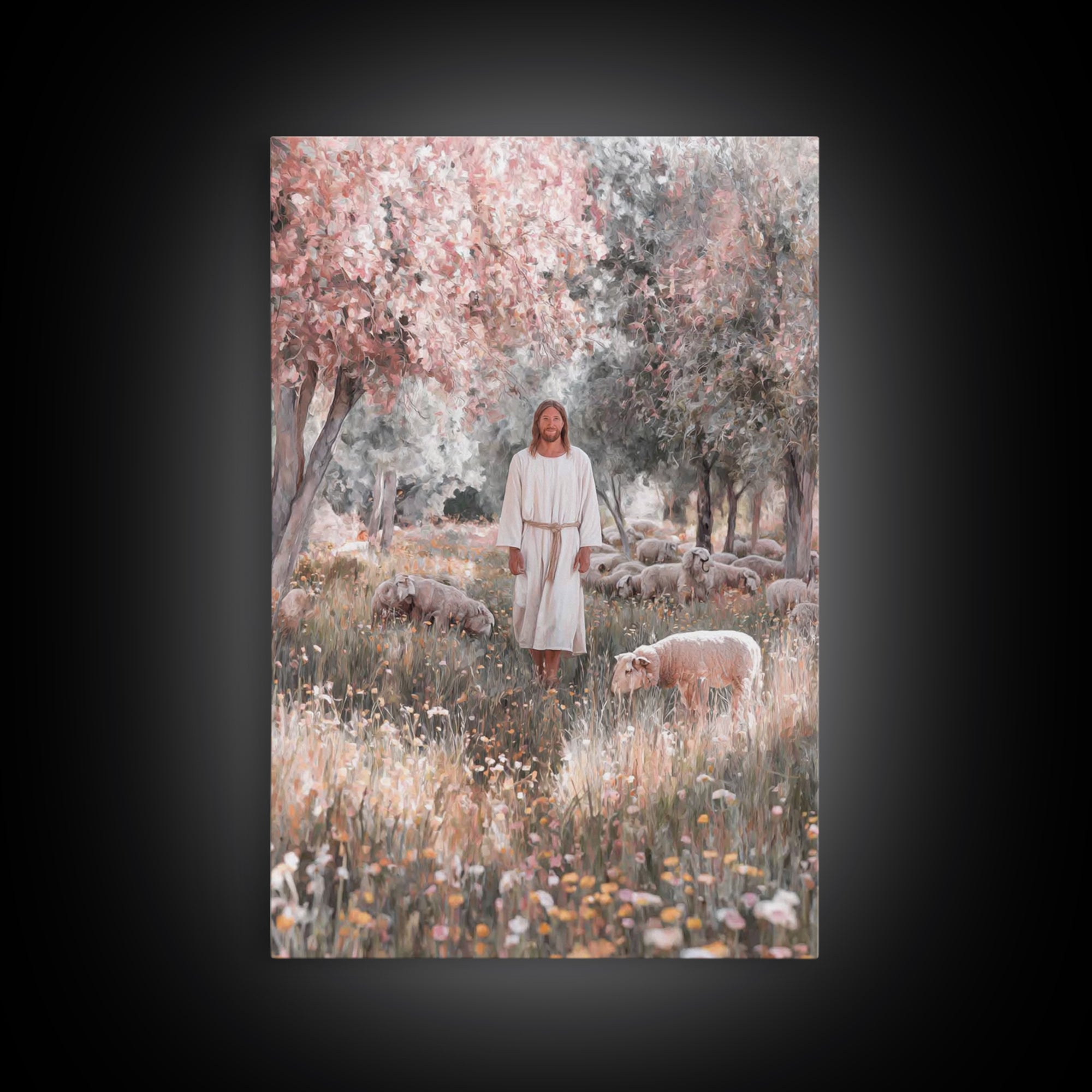 Pasture Of Hope | Framed Canvas Print | Jesus Painting | Christian Wall Art | Christian Art Canvas | Christian Gift | Modern Christian Art