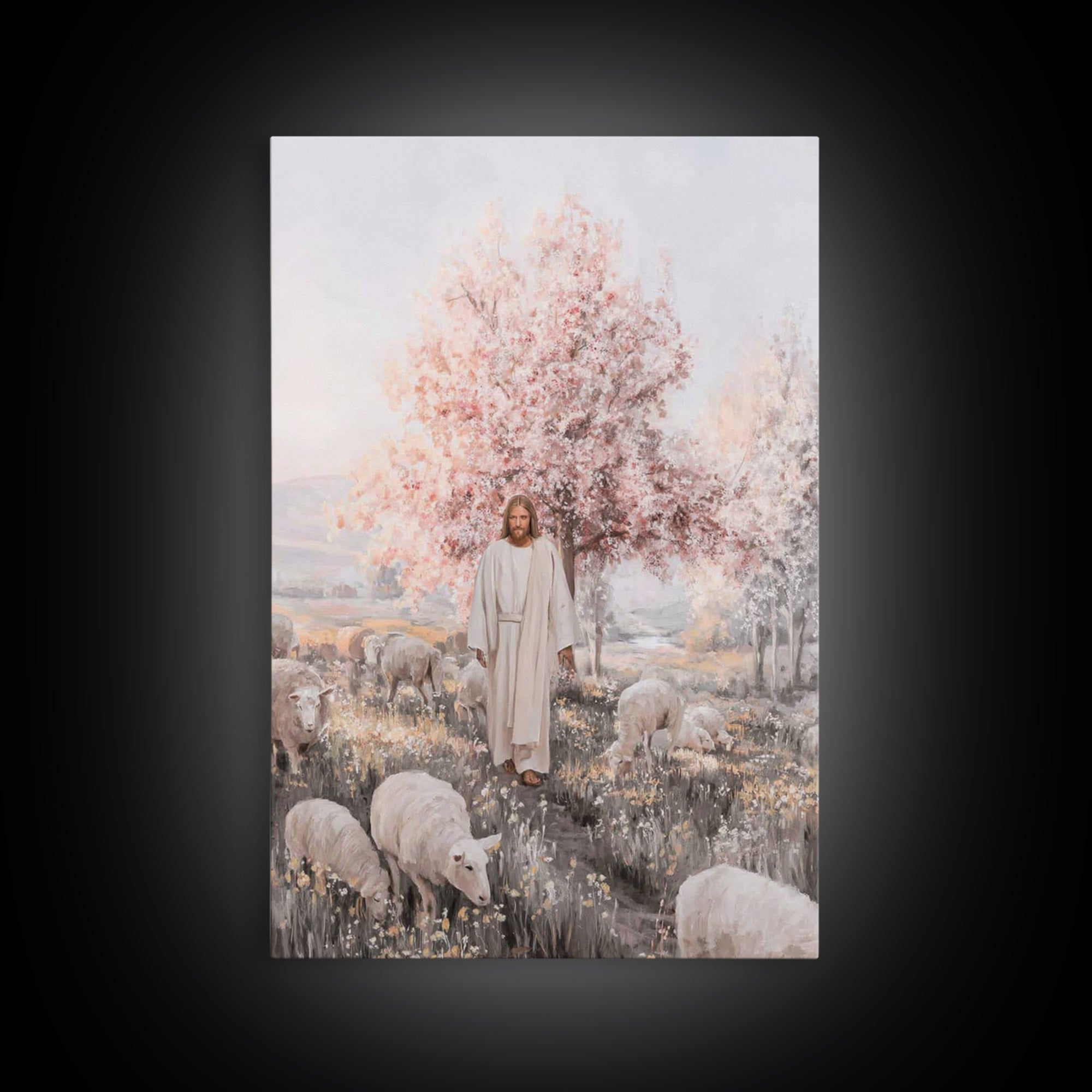 Blossoms Of Salvation, Framed Canvas Print, Christian Art Canvas, Christian Wall Art, Jesus Painting, Christian Gift Ideas, Subtle Christia