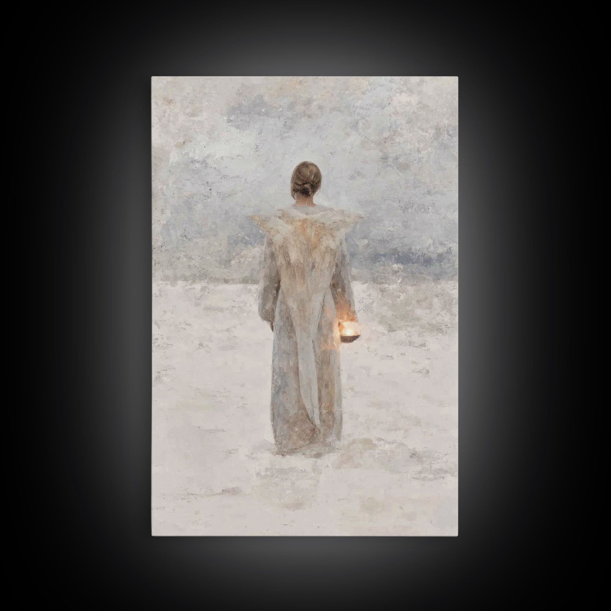 Guardian Of Stillness – Framed Canvas Print – Minimalist Christian Art – Christian Wall Art – Subtle Christian Art – Christian Art Canvas –