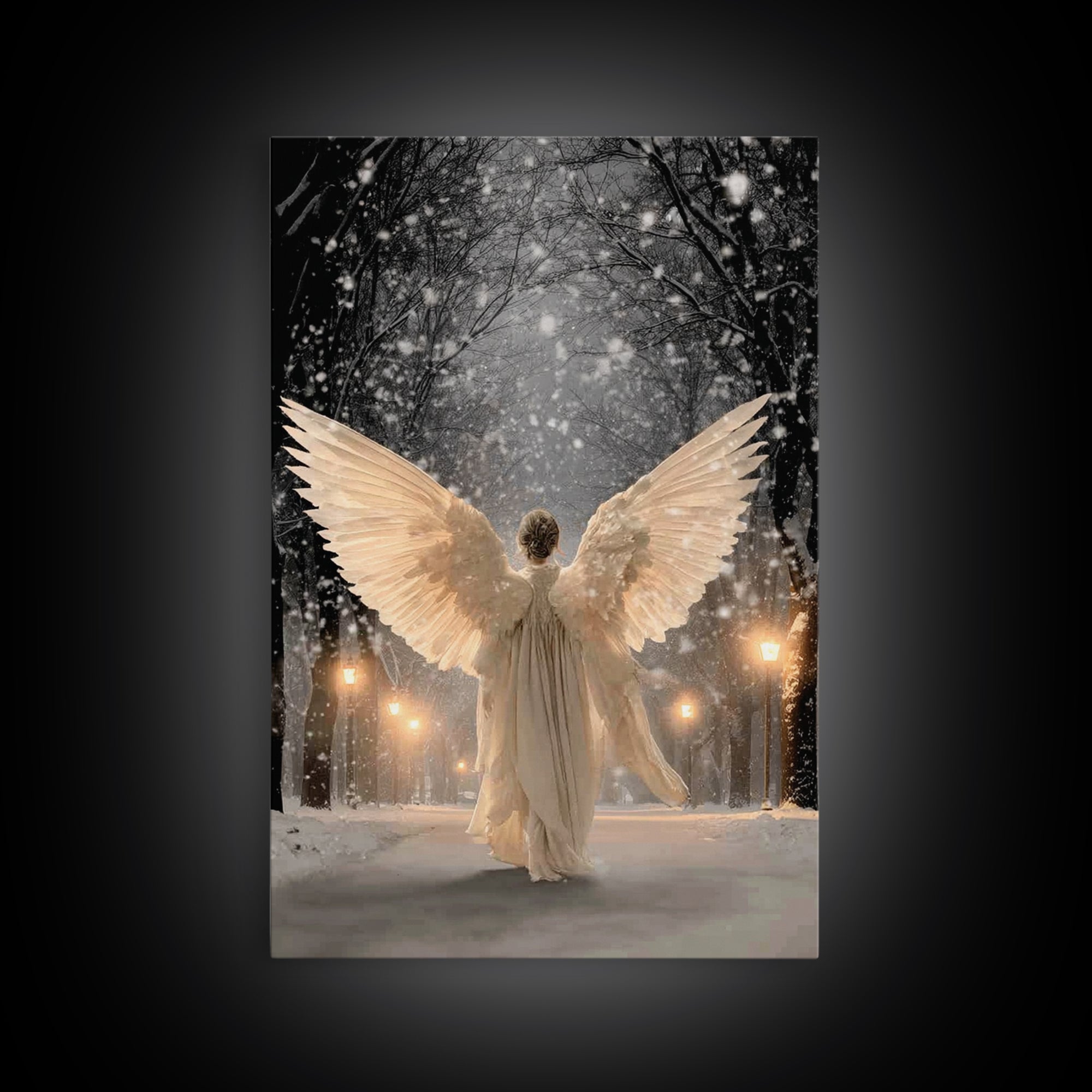 Wings Of The Night – Framed Canvas Print – Christian Wall Art – Christmas Art – Large Christian Art – Christian Art Canvas – Christian Chri