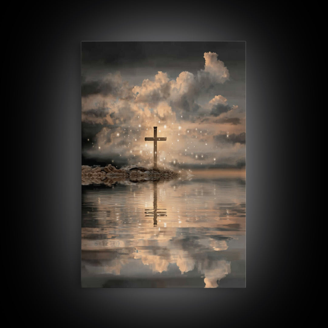 Dawn Of The Cross – Framed Canvas Print – Christian Art Canvas – Minimalist Christian Art – Christian Wall Art – Christian Decor – Subtle C