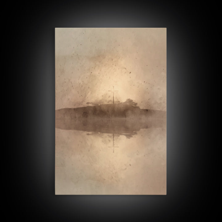 Eternal Crosslight – Framed Canvas Print – Christian Wall Art – Christian Art Canvas – Moody Christian Art – Vintage Christian Art – Christ