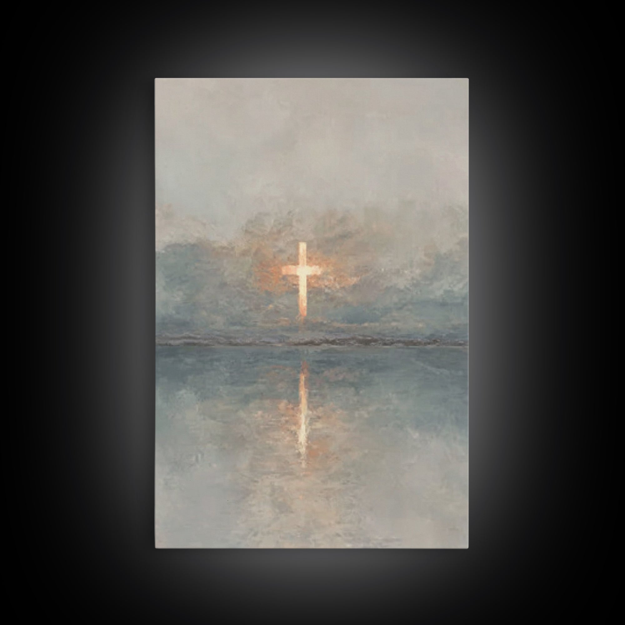 Radiant Cross Sky – Framed Canvas Print – Christian Wall Art – Christian Art Canvas – Minimalist Christian Art – Subtle Christian Art – Chr