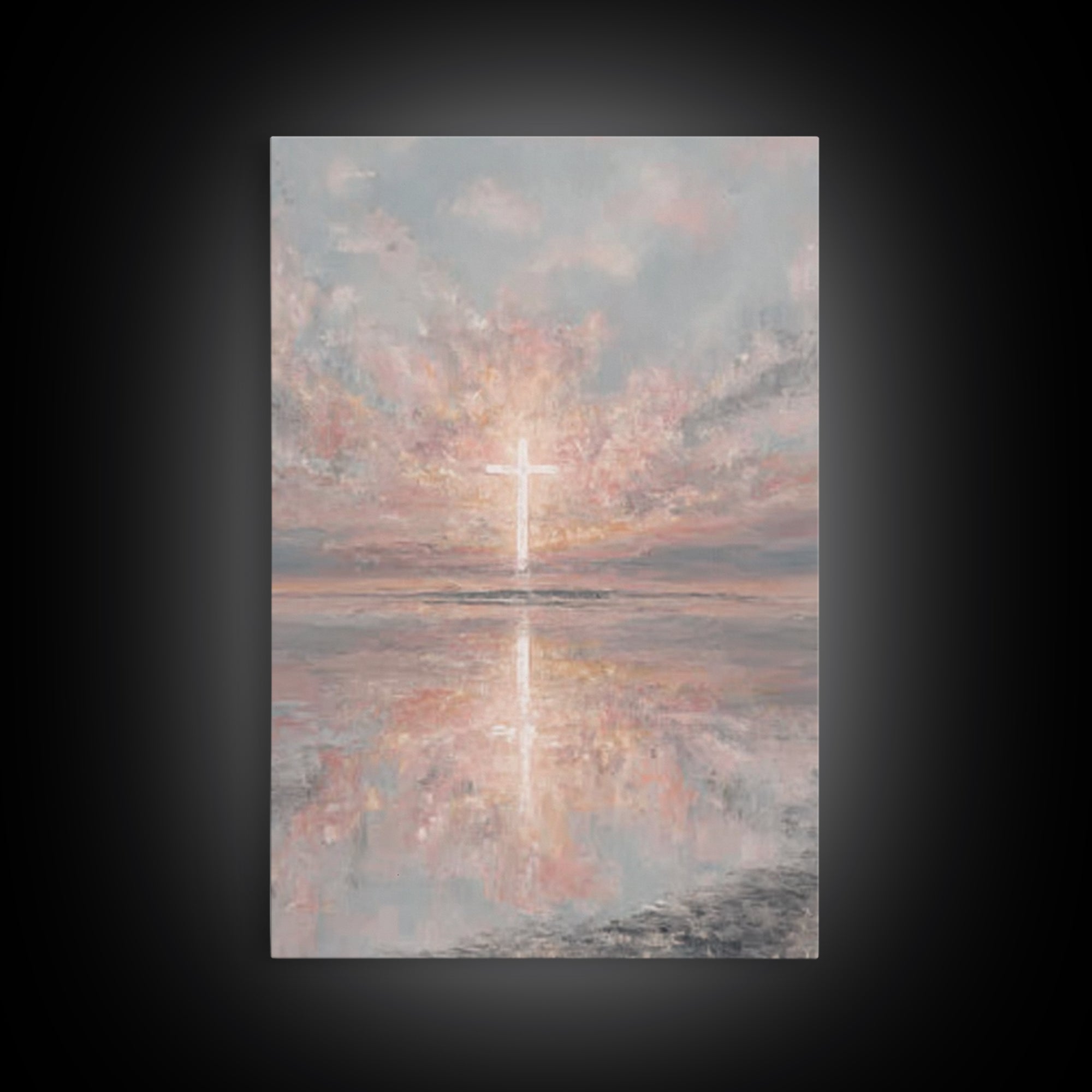 Heaven’s Dawn Cross – Framed Canvas Print – Christian Art Canvas – Christian Wall Art – Christmas Art – Modern Christian Art – Christian Gi