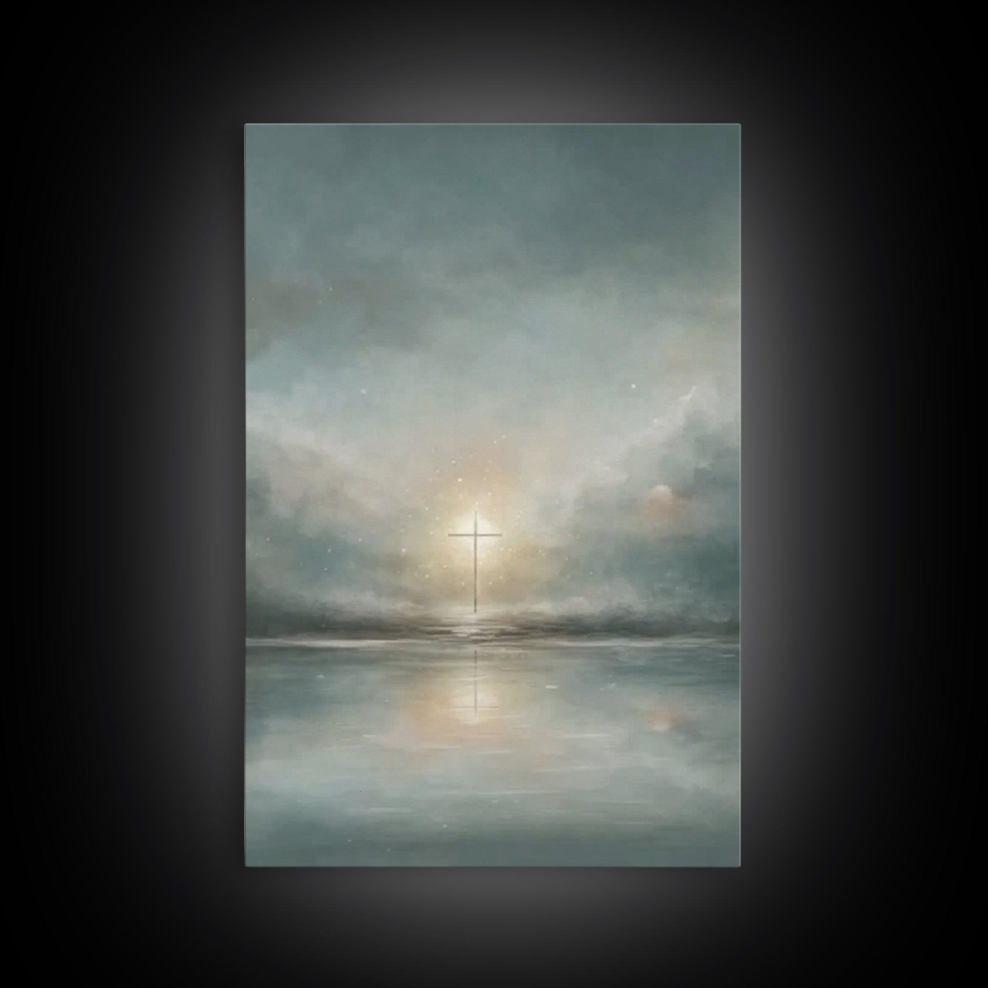 Calm Morning Cross – Framed Canvas Print – Christian Art Canvas – Christian Wall Art – Minimalist Christian Art – Subtle Christian Art – Ch