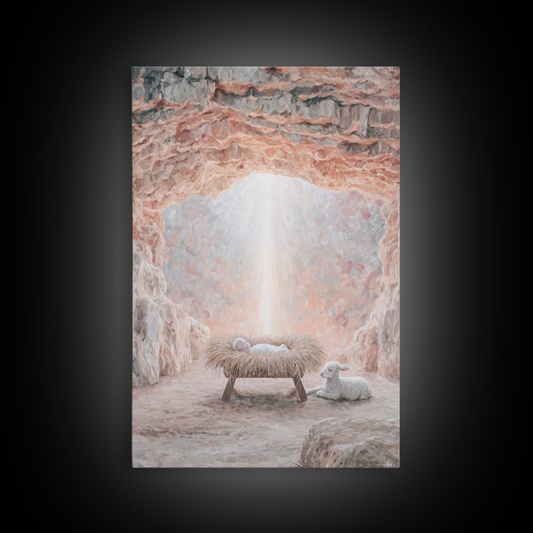 Manger Of Glory – Framed Canvas Print – Christian Christmas Art – Christian Wall Art – Christian Art Canvas – Birth Of Jesus Painting – Chr