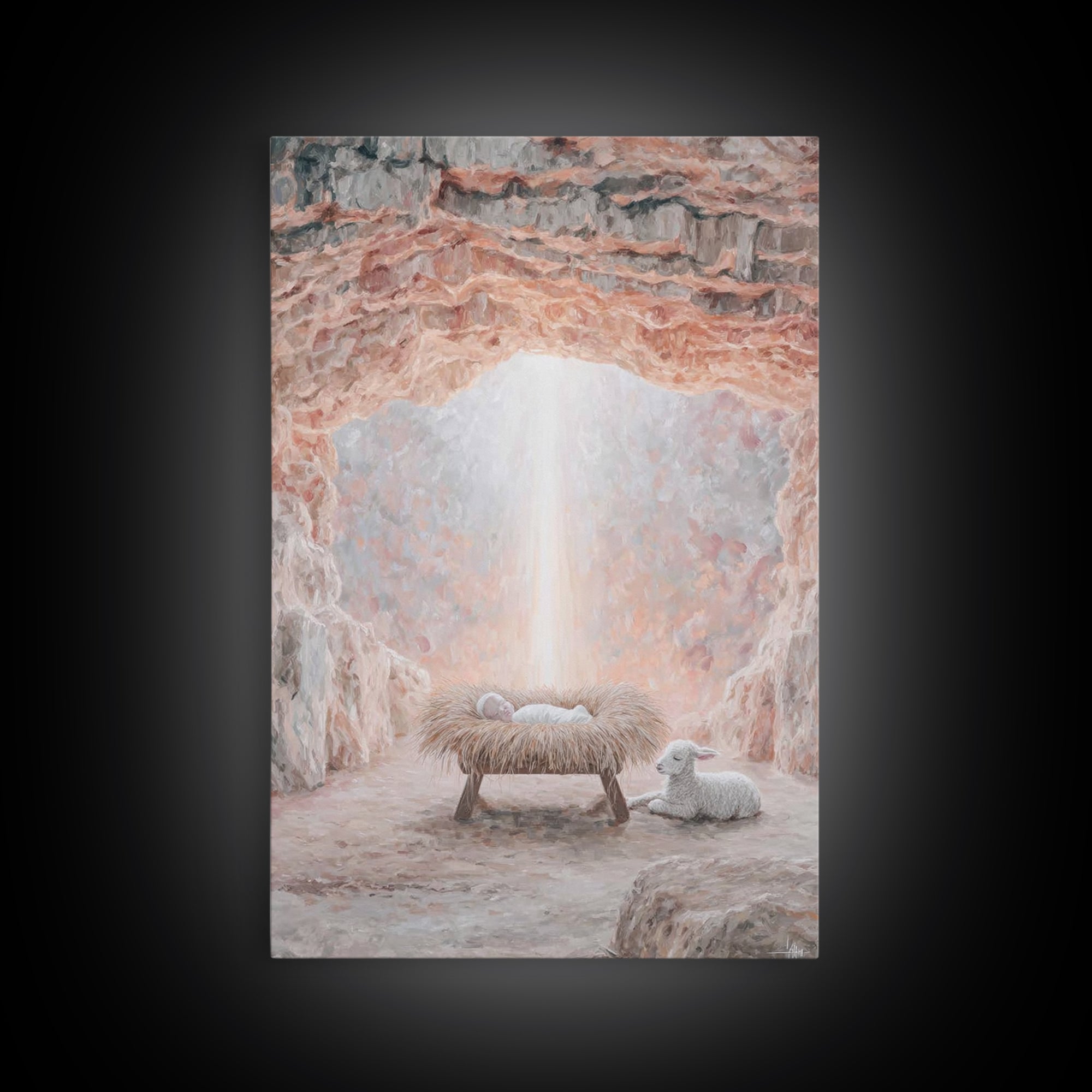 Manger Of Glory – Framed Canvas Print – Christian Christmas Art – Christian Wall Art – Christian Art Canvas – Birth Of Jesus Painting – Chr
