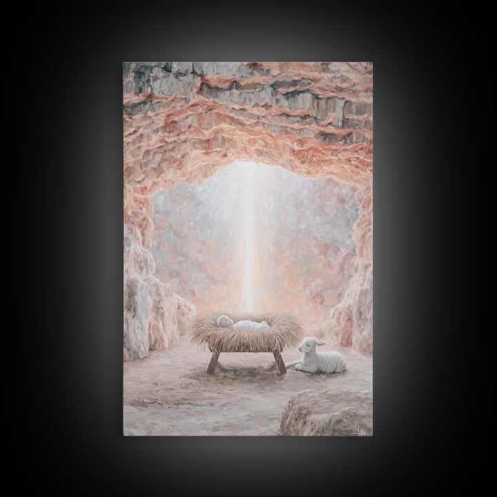Manger Of Glory – Framed Canvas Print – Christian Christmas Art – Christian Wall Art – Christian Art Canvas – Birth Of Jesus Painting – Chr