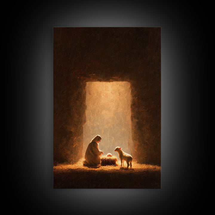 Humble Nativity – Framed Canvas Print – Christian Art Canvas – Christian Wall Art – Christmas Art – Christian Christmas Art – Christian Dec