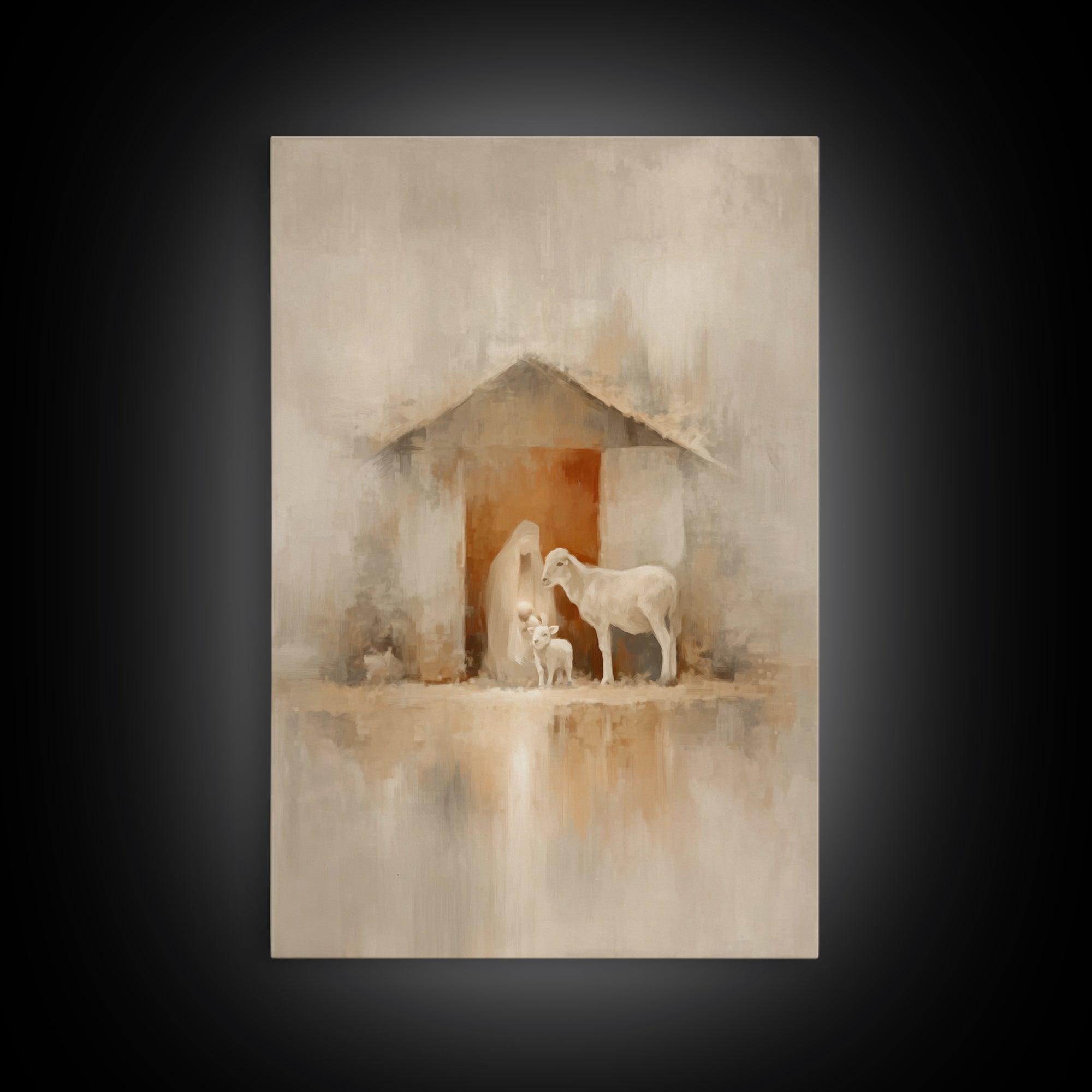 Humble Stable Grace | Framed Canvas Print | Christian Christmas Art | Christian Wall Art | Jesus Christmas Art | Christian Art Canvas
