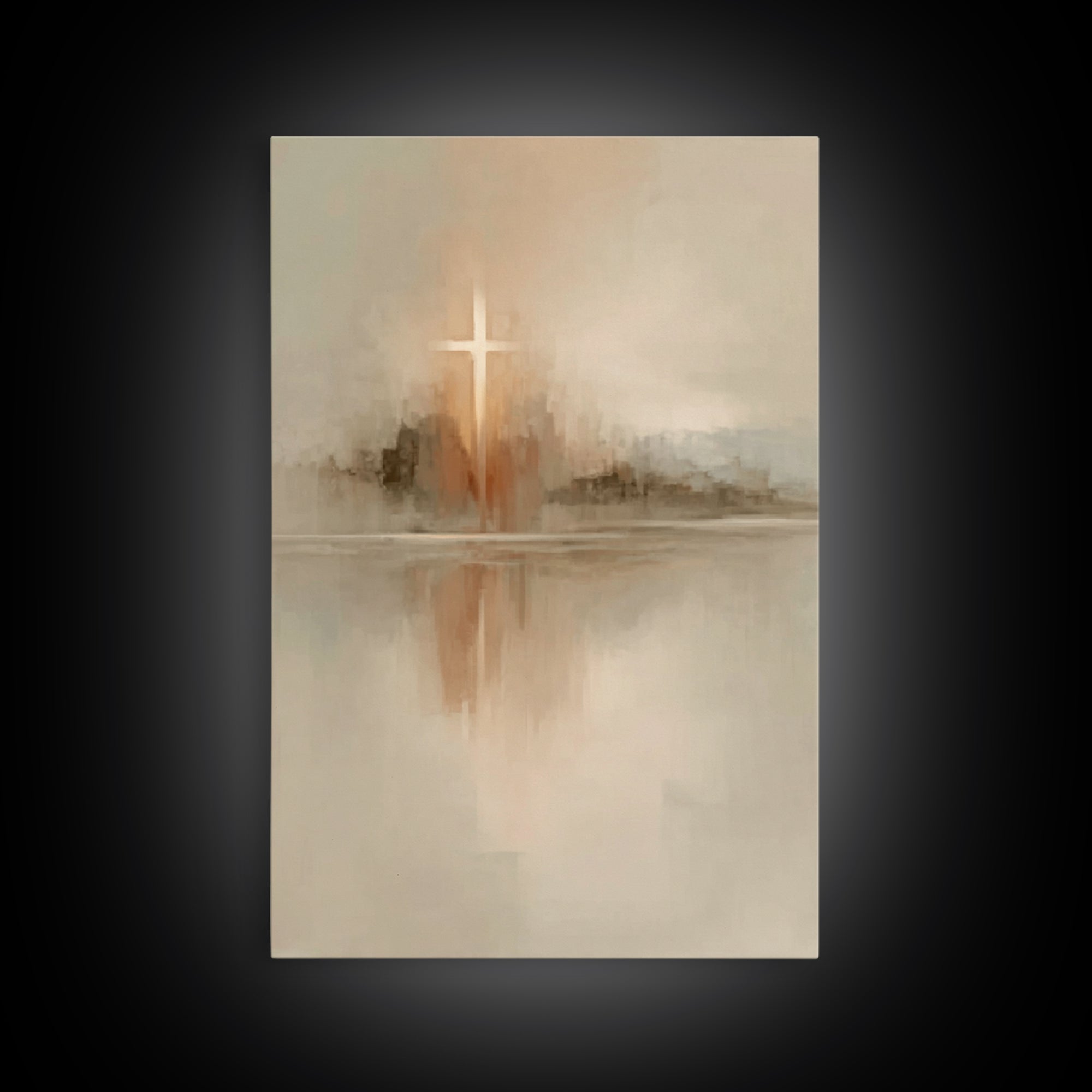 Reflected Hope Cross – Framed Canvas Print – Christian Wall Art – Abstract Christian Art – Christian Art Canvas – Christian Decor