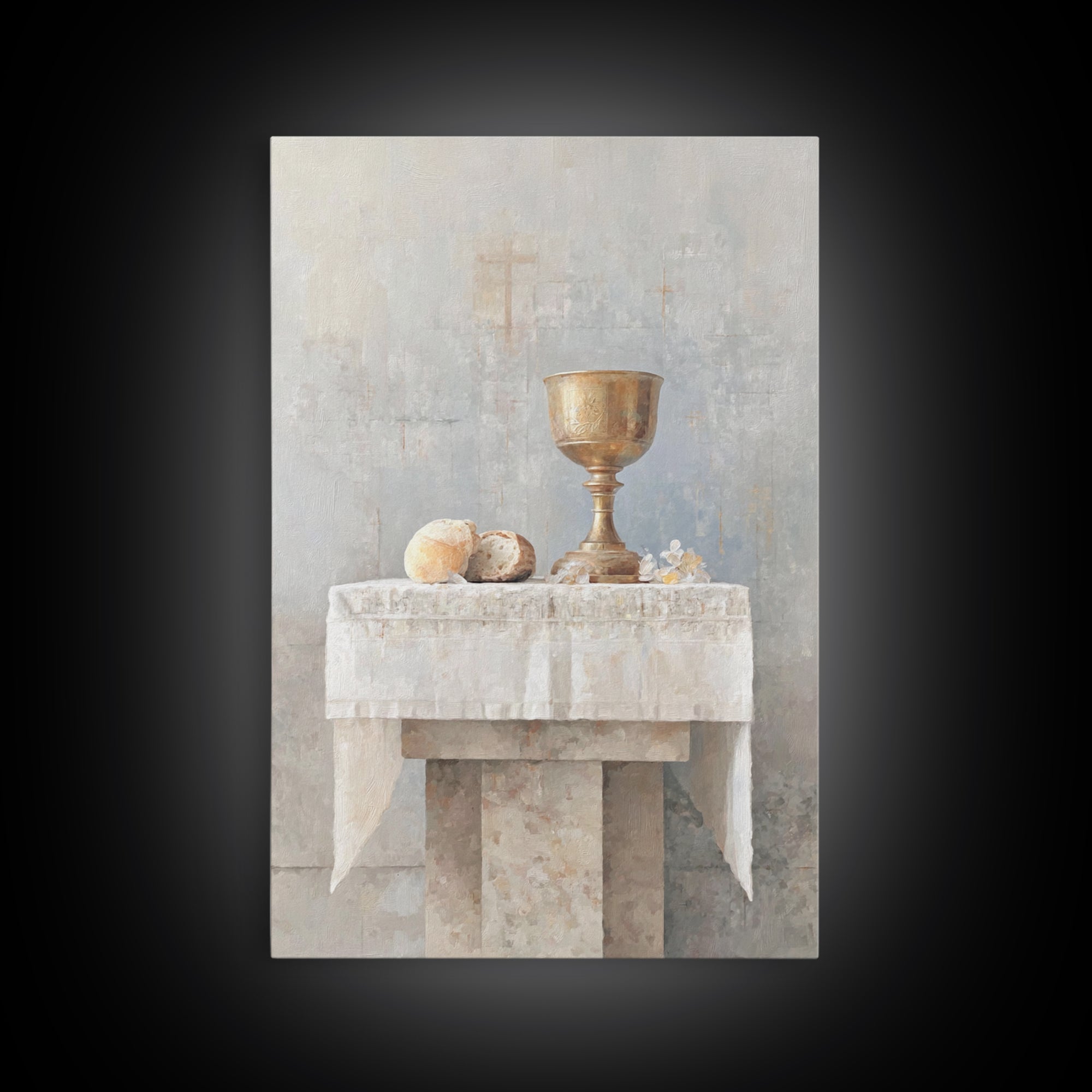 Sacred Communion Table, Framed Canvas Print, Christian Wall Art, Christian Art Painting, Christian Decor For Home, Christian Gift Ideas