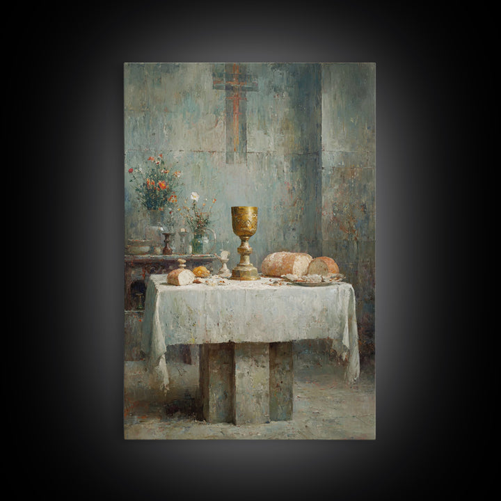 Table Of Grace | Framed Canvas Print | Christian Art Canvas | Christian Wall Art | Vintage Christian Art | Christian Art Gift