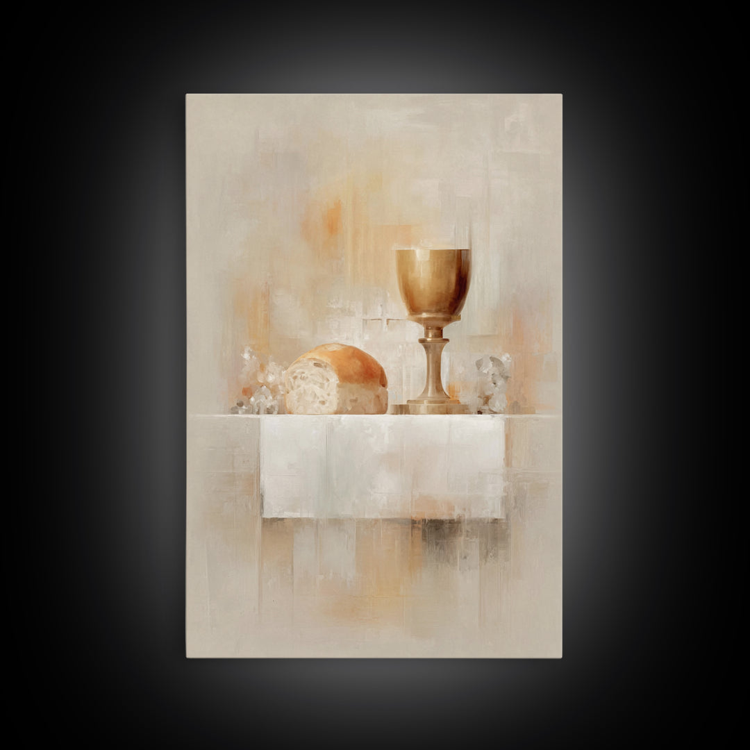 Holy Offering Light, Framed Canvas Print, Christian Wall Art, Minimalist Christian Art, Christian Art Print, Subtle Christian Paintings