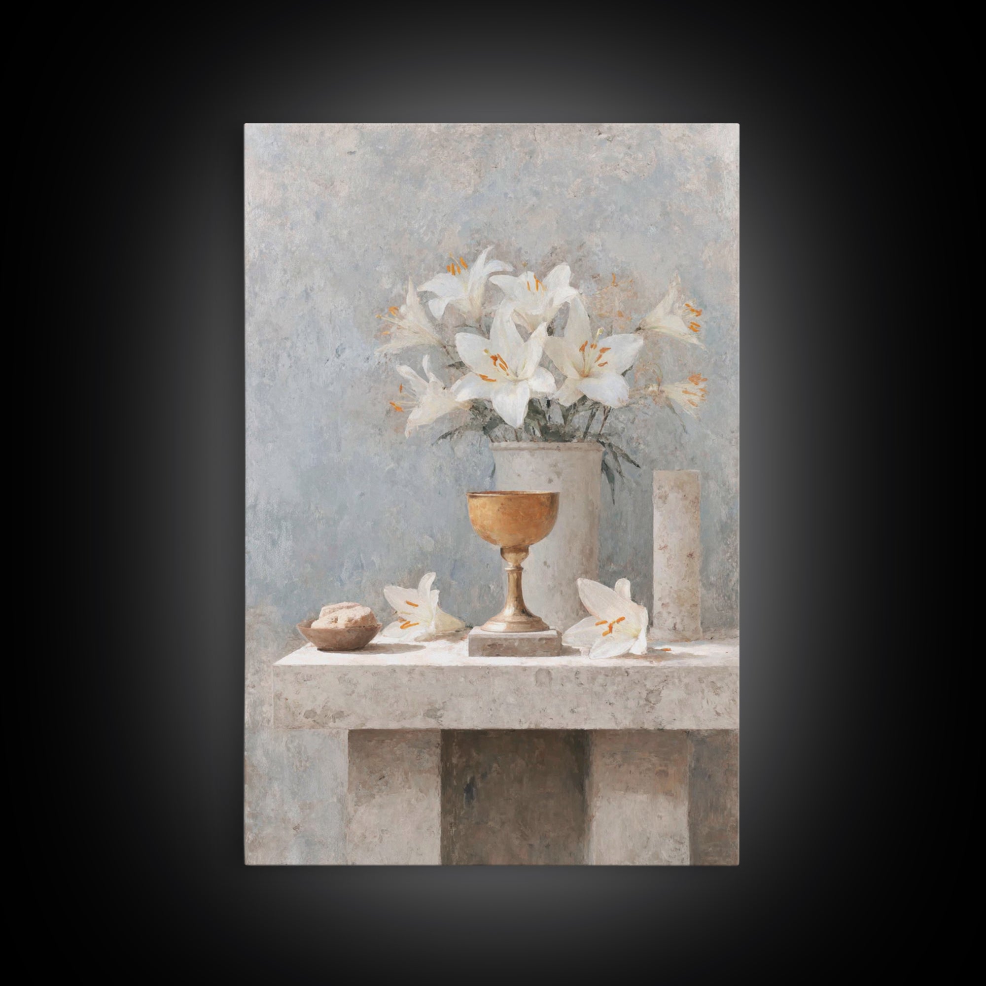 Lily Altar Grace | Framed Canvas Print | Christian Wall Art | Christian Art Painting | Christian Art Canvas | Christian Gift