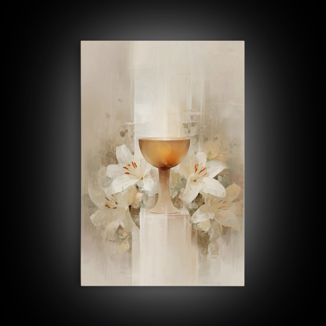 Radiant Chalice Bloom, Framed Canvas Print, Christian Wall Art, Christian Art Canvas, Modern Christian Painting, Christian Gift Ideas