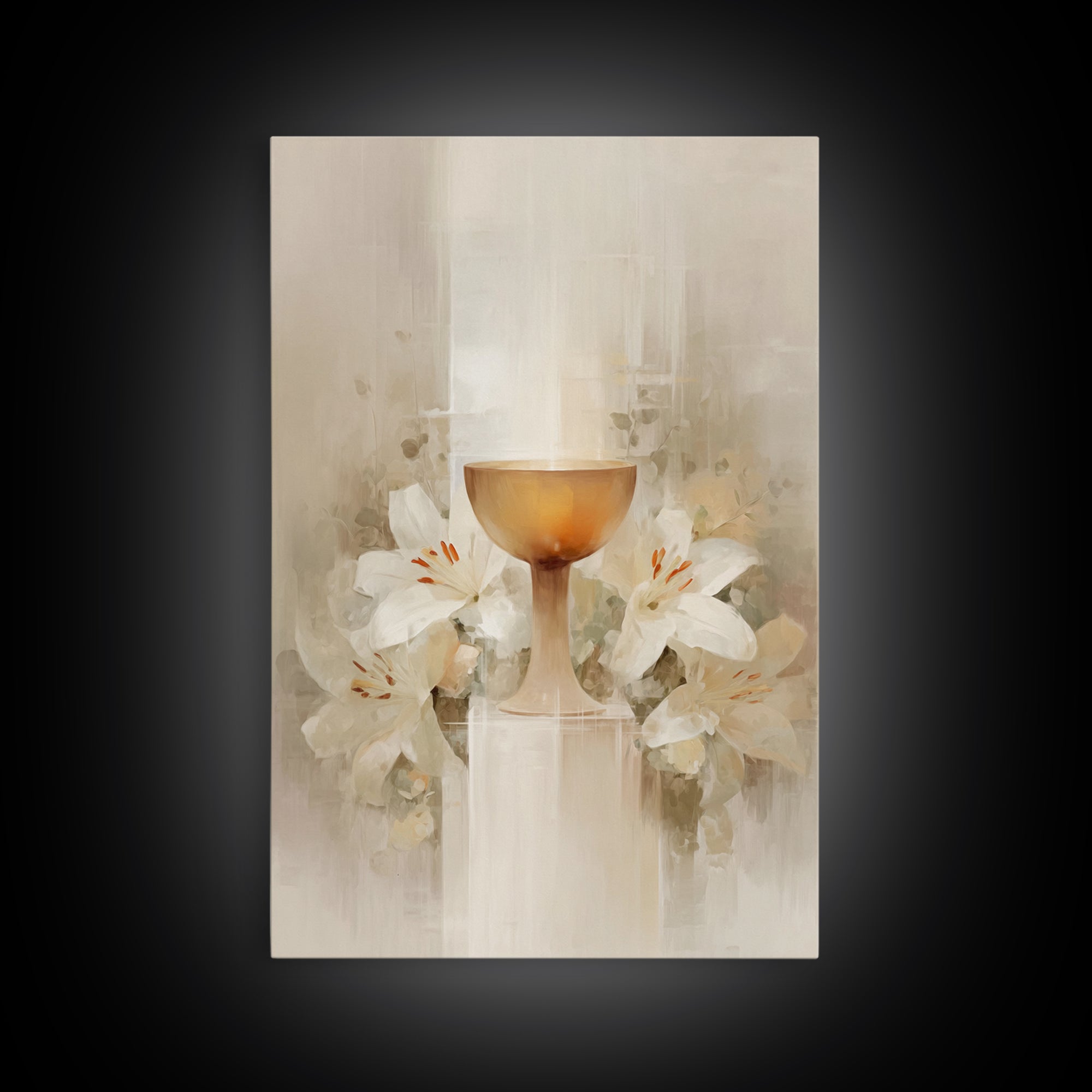 Radiant Chalice Bloom, Framed Canvas Print, Christian Wall Art, Christian Art Canvas, Modern Christian Painting, Christian Gift Ideas