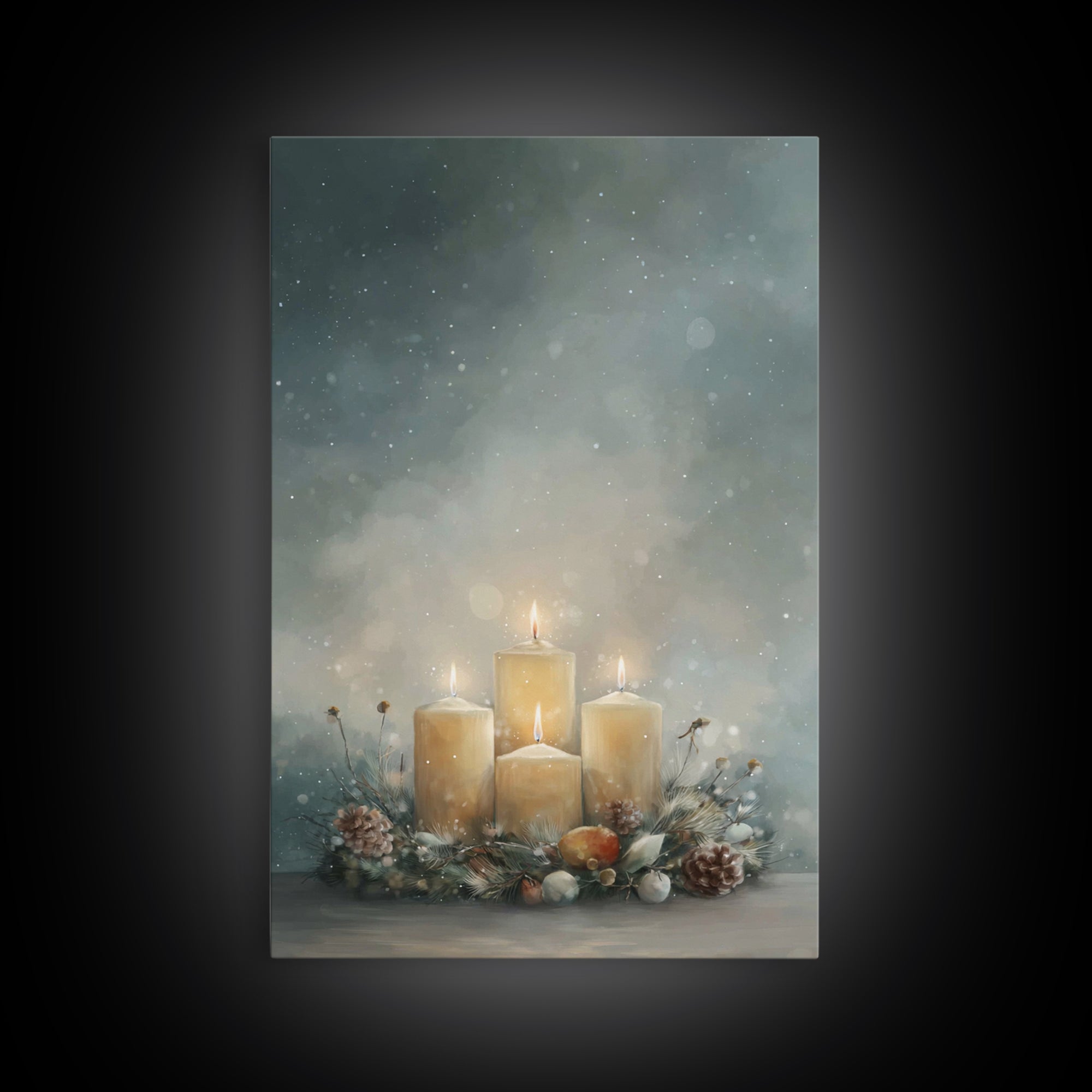Winter Sanctuary Glow - Framed Canvas Print - Christian Wall Art - Christmas Art - Christian Christmas Art - Christian Decor - Christian Ar