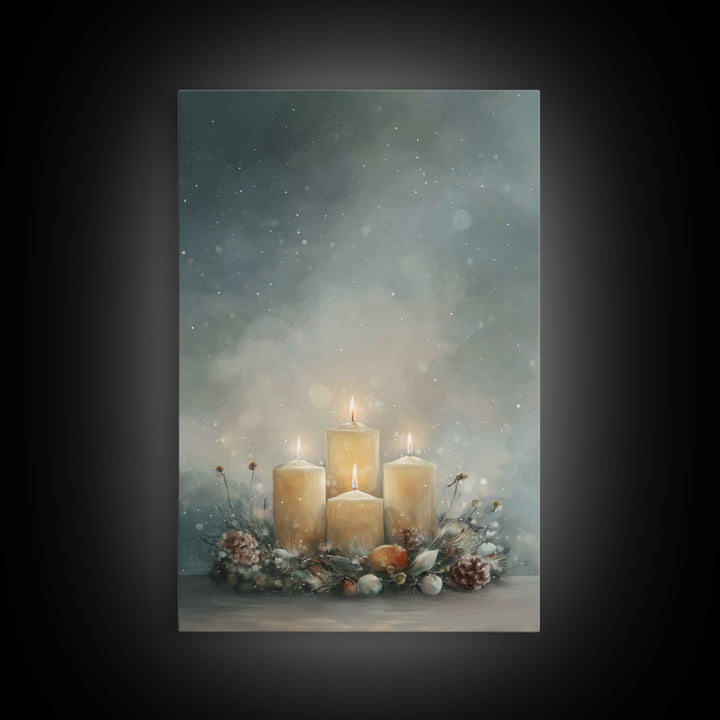 Winter Sanctuary Glow - Framed Canvas Print - Christian Wall Art - Christmas Art - Christian Christmas Art - Christian Decor - Christian Ar