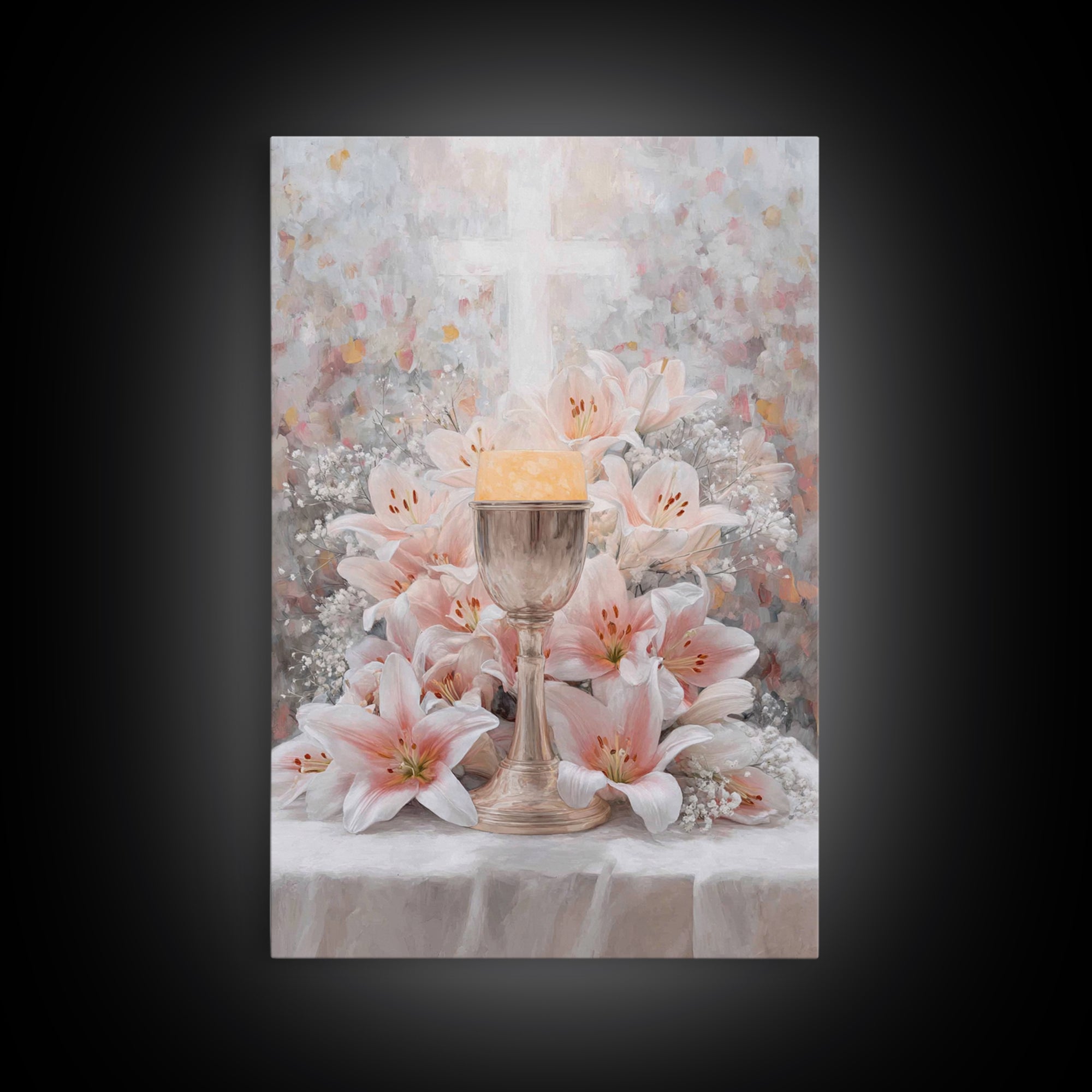 Cross Of Renewal | Framed Canvas Print | Christian Wall Art | Christian Art Canvas | White Christian Art | Christian Gift