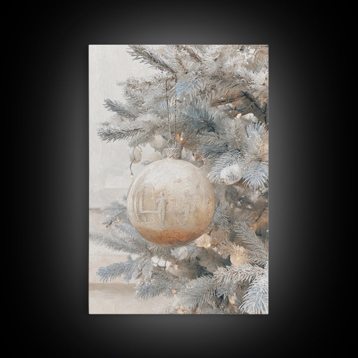 Winter Nativity Sphere – Framed Canvas Print – Christmas Art Prints – Christian Christmas Art – Framed Christmas Wall Art – Christian Decor