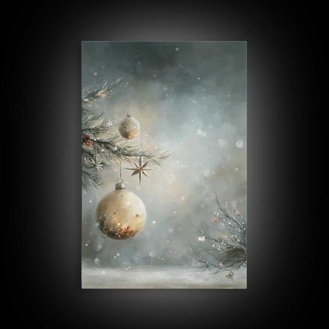 Frosted Star Ornament – Framed Canvas Print – Christmas Art – Christian Christmas Decor – Holiday Art – Christmas Canvas Wall Art – Winter