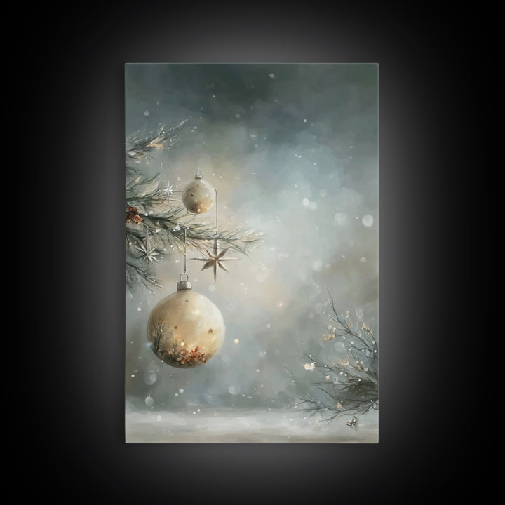 Frosted Star Ornament – Framed Canvas Print – Christmas Art – Christian Christmas Decor – Holiday Art – Christmas Canvas Wall Art – Winter