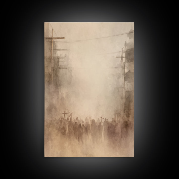 Dust Of Calvary – Framed Canvas Print – Christian Painting – Christian Wall Art – Abstract Christian Art – Moody Christian Art – Large Chri