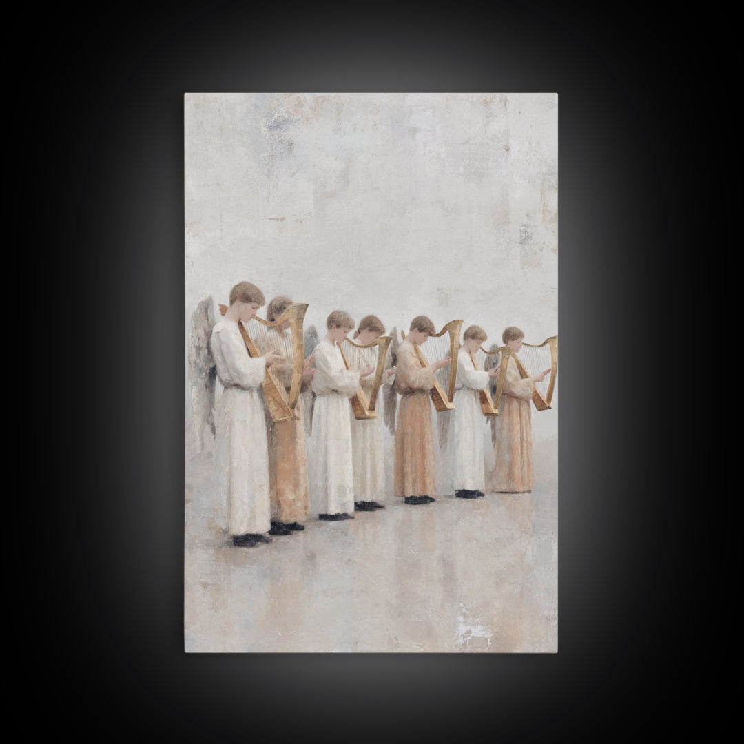Seraphim In White – Framed Canvas Print – Christian Wall Art – Angel Art – Christian Art Print – Christian Painting – Subtle Christian Art