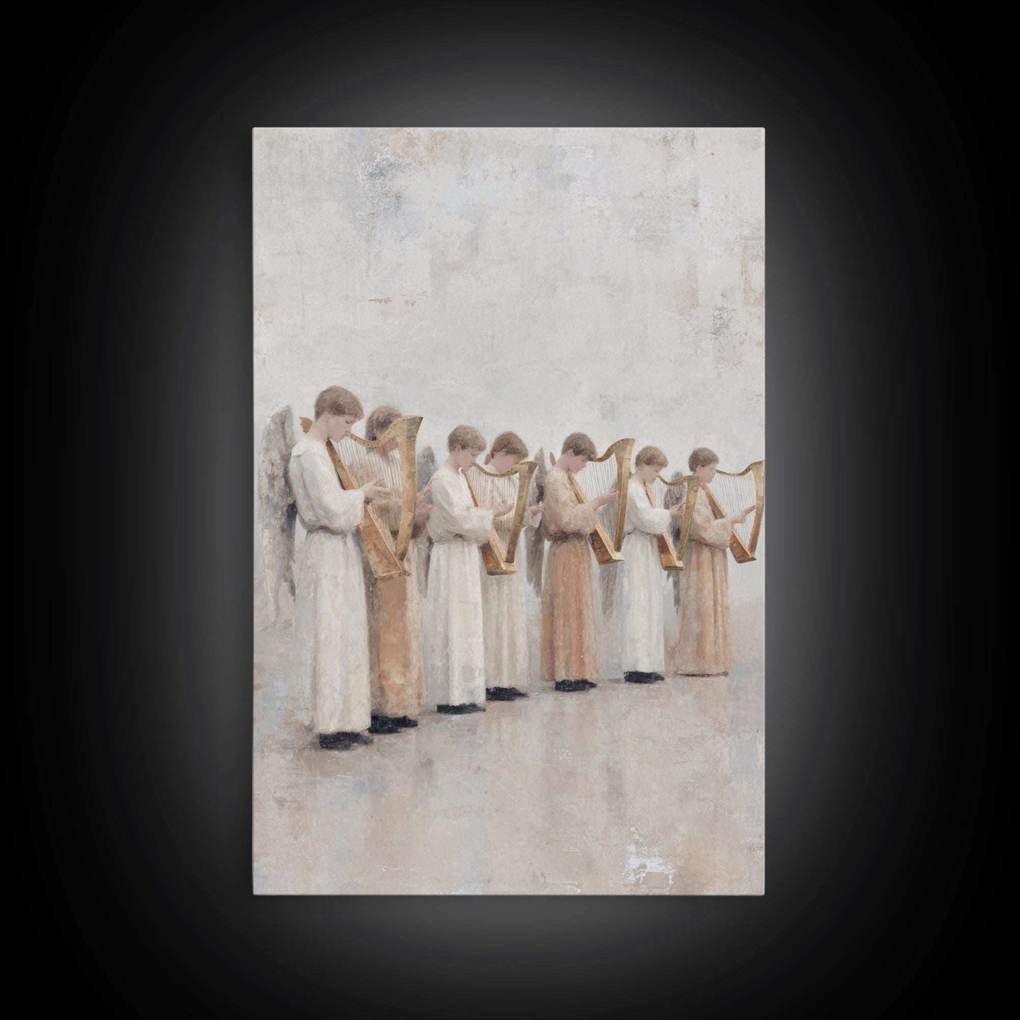 Seraphim In White – Framed Canvas Print – Christian Wall Art – Angel Art – Christian Art Print – Christian Painting – Subtle Christian Art