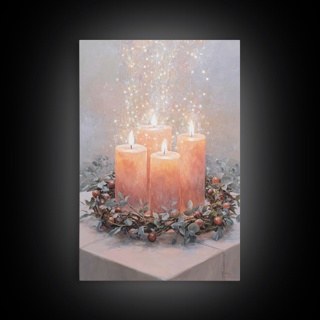 Graceful Advent Flame - Framed Canvas Print - Christian Decor - Christian Art Canvas - Christmas Art - Christian Wall Art - Christian Chris