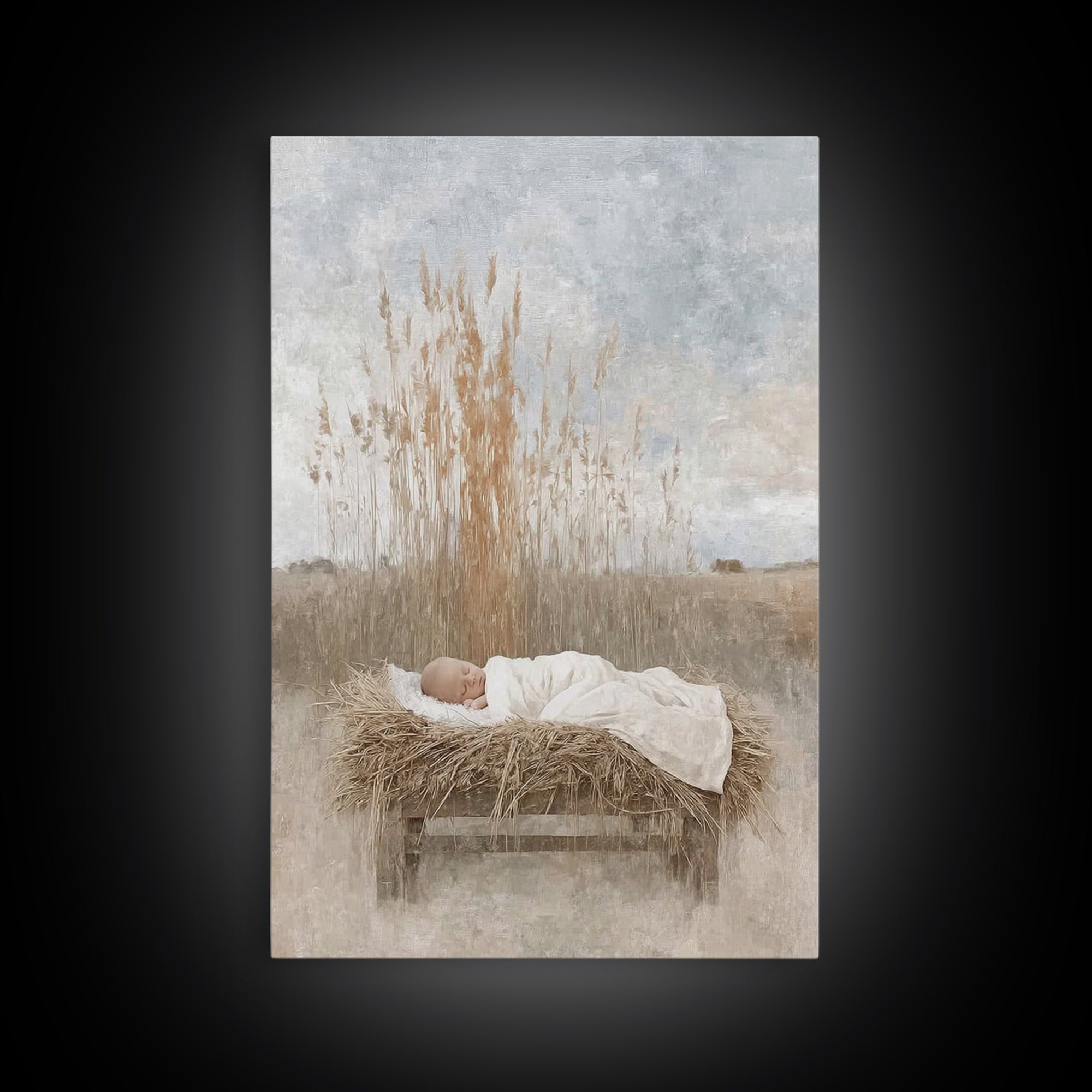 Peaceful Nativity Field | Framed Canvas Print | Christian Art Canvas | Christian Christmas Art | Christian Wall Art | Christian Gift | Chri
